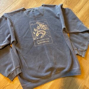 90s/2000s Authentic Pigment Hawk & Wolf Graphic Crewneck Men's L Faded Blue 90s